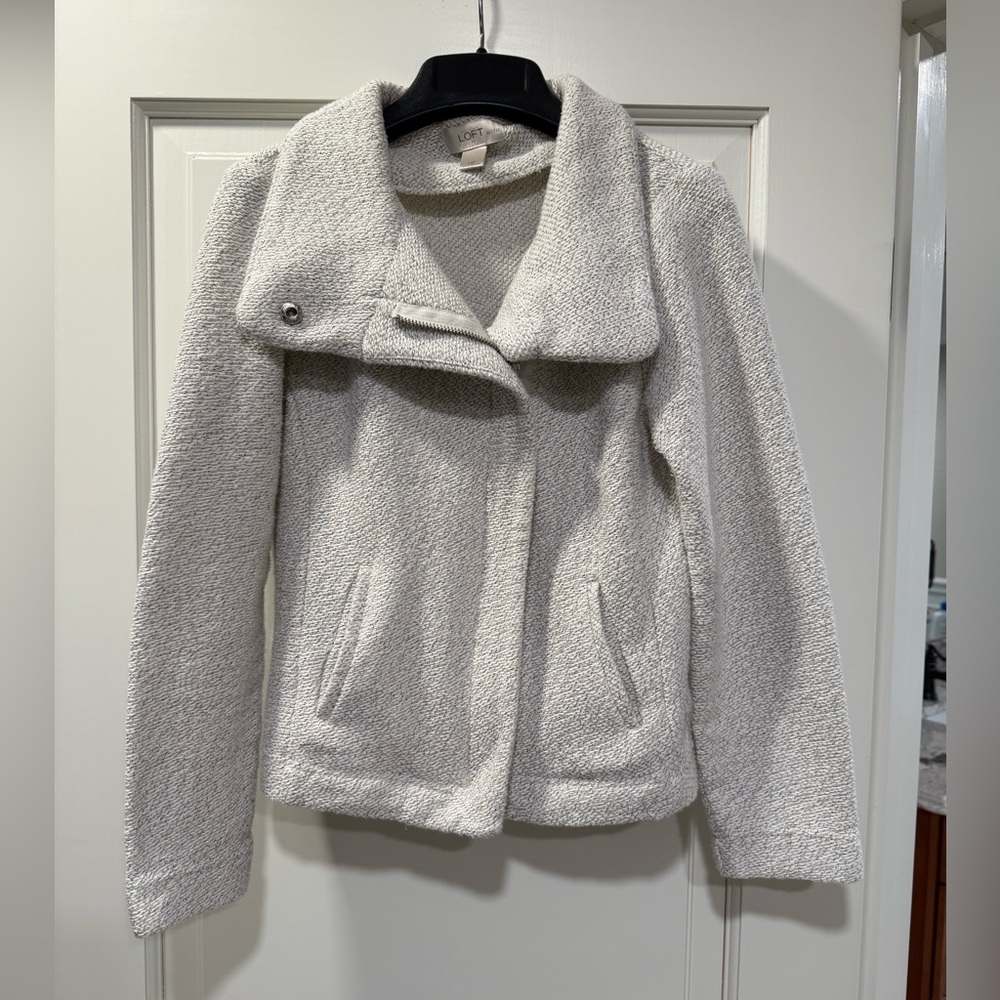 LOFT Cream Zipper Blazer